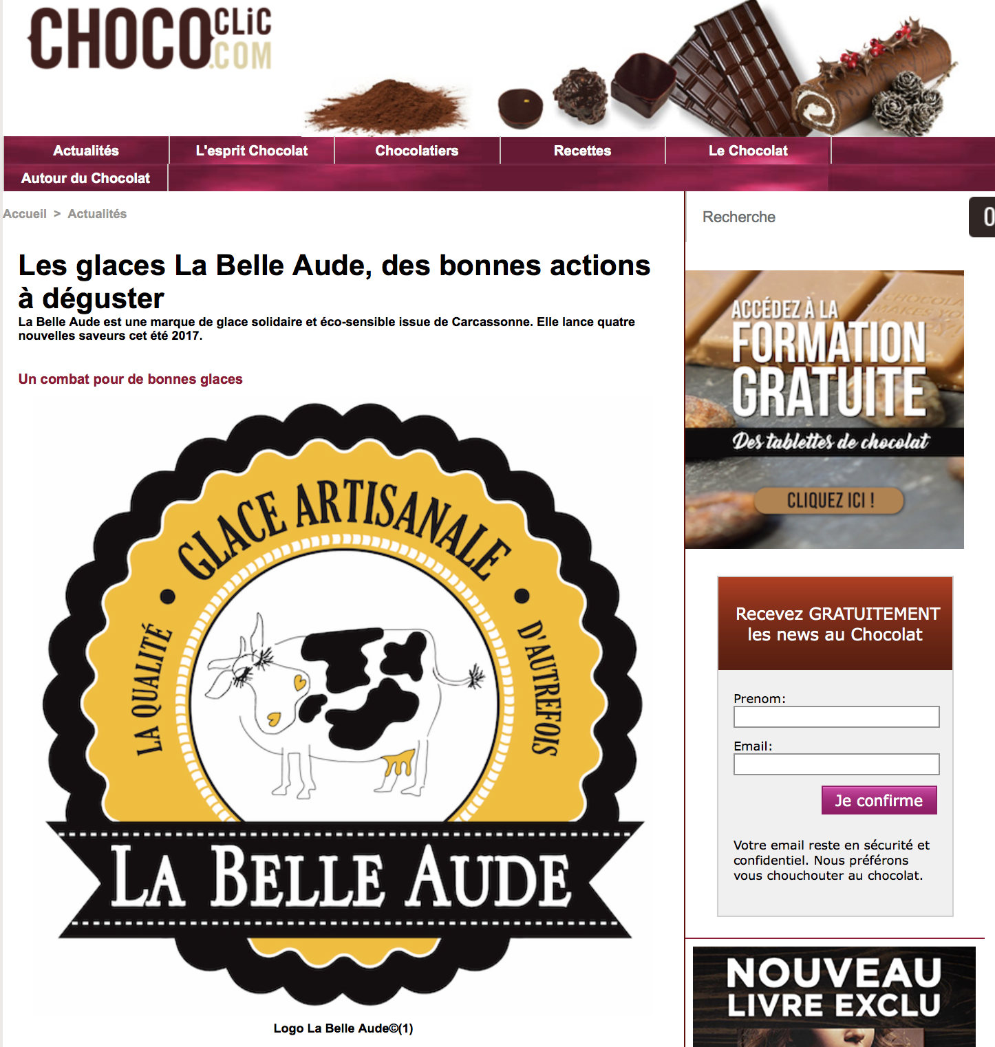 Chococlic.com parle de La Belle Aude